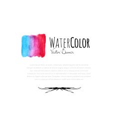 Abstract watercolor card with blue and red color N2