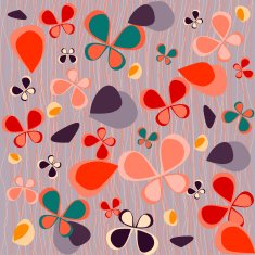 Seamless pattern with bright butterflys and colorful petals N2