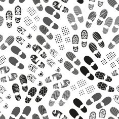 grayscale human shoes footprint various sole seamless pattern eps10