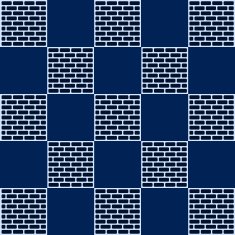 Checkerboard And Brick Blue Background N2