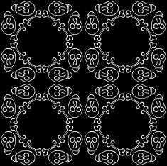 Seamless background made of skulls and bones in black colors N2