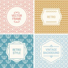 Set of vintage frames on mono line seamless background N8