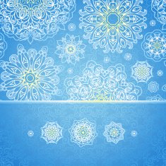 Vector seamless border with Victorian snowflakes N2