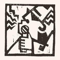 Linocut geometric character- 09