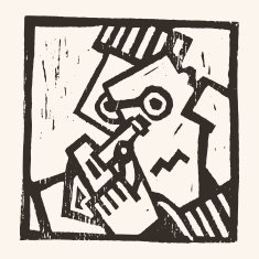 Linocut geometric character- 06