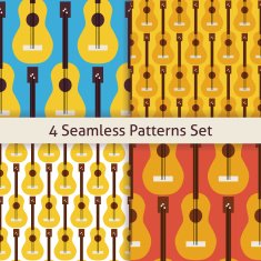 Four Vector Flat Seamless String Music Instrument Guitar Pattern N2