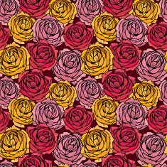 Seamless pattern with Realistic graphic Rose flowers - handdrawn background N2