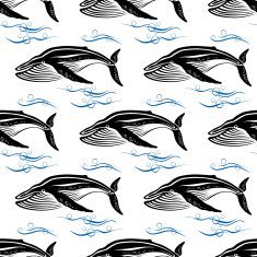 Big swimming cachalots seamless pattern N2