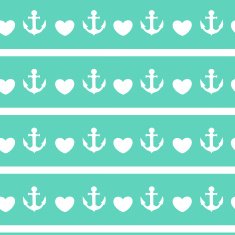 white anchor and heart seamless pattern
