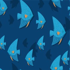 Seamless texture Sea fishes on blue background N2