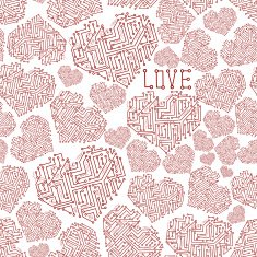 printed red electrical circuit board heart symbol seamless pattern eps10