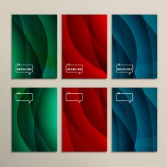 Set of six colored wavy line backgrounds N2