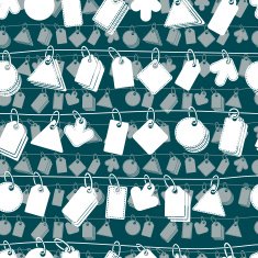 Sale tags on a rope seamless background monochrome N2