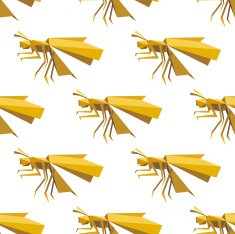 Yellow dragonfly seamless pattern in origami style N2