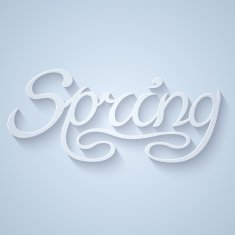 Hand drawn word SPRING lettering with long shadow on light