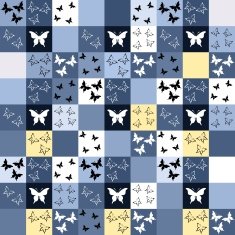 Seamless blue mosaic with butterfly motif N2