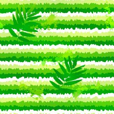 Summer green leaves and painted stripesseamless pattern