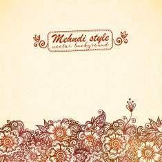 Vintage background in Indian henna mehndi style N2