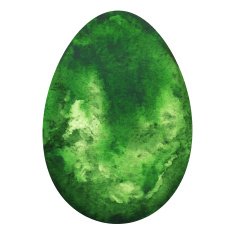 Watercolor green Easter egg closeup isolated