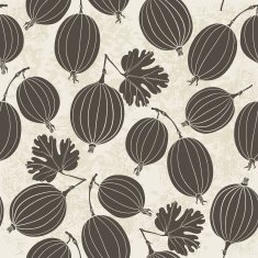 Seamless pattern with gooseberry Monochrome vector background N2