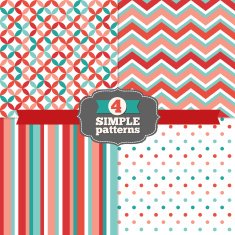 Set of Diamond Chevron Stripes and Polka Dot Holiday Patterns N2