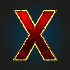 x vector red letter with gold