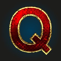 q vector red letter with gold