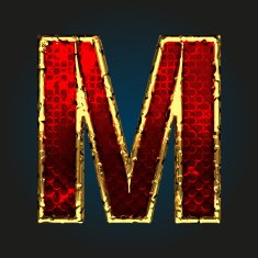 m vector red letter with gold