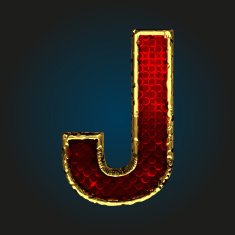 j vector red letter with gold