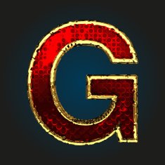 g vector red letter with gold