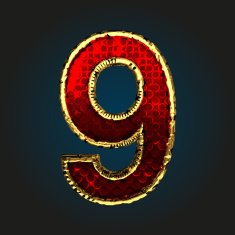 9 vector red letter with gold
