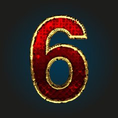 6 vector red letter with gold