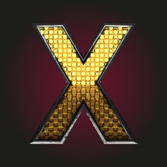 x vector golden and silver letter