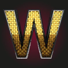 w vector golden and silver letter