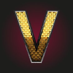 v vector golden and silver letter
