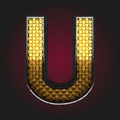 u vector golden and silver letter
