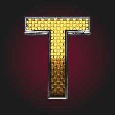 t vector golden and silver letter