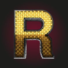 r vector golden and silver letter