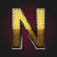 n vector golden and silver letter