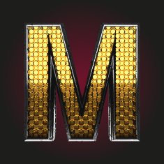 m vector golden and silver letter