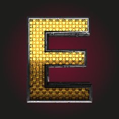 e vector golden and silver letter