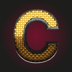 c vector golden and silver letter
