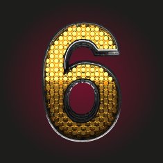 6 vector golden and silver letter
