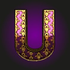 u vector violet letter with gold