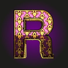 R vector violet letter with gold free image download