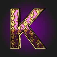 k vector violet letter with gold