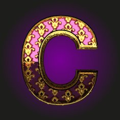 c vector violet letter with gold