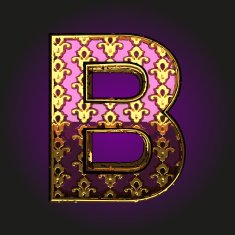 b vector violet letter with gold