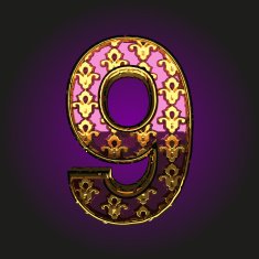 9 vector violet letter with gold