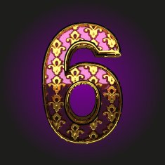 6 vector violet letter with gold